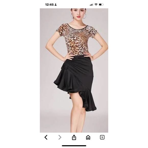 ELLYDOOR Women Ballroom Latin Dance Skirt Ruffle Hem Asymmetric High Low, L - Picture 1 of 10